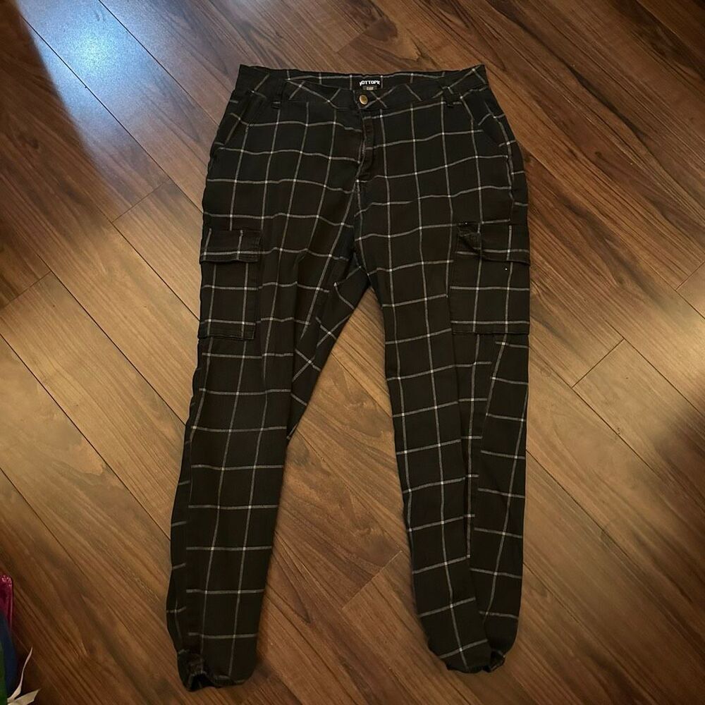 Hot topic Black plaid joggers black/white xl